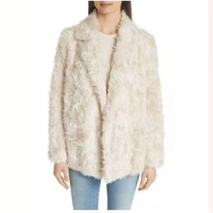 Theory Womens Faux Fur Coat Jacket Clairene Ivory Beige